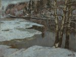 Река стынет - <p>1979, 60х80, холст, масло, цена договорная.</p>